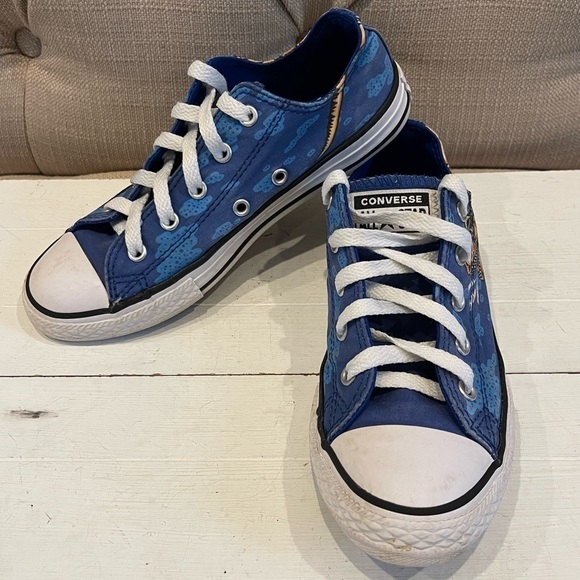 Converse Other - CONVERSE - Boy’s (Sz 2) Blue Dinosaur Beach Party Shoes 664247C